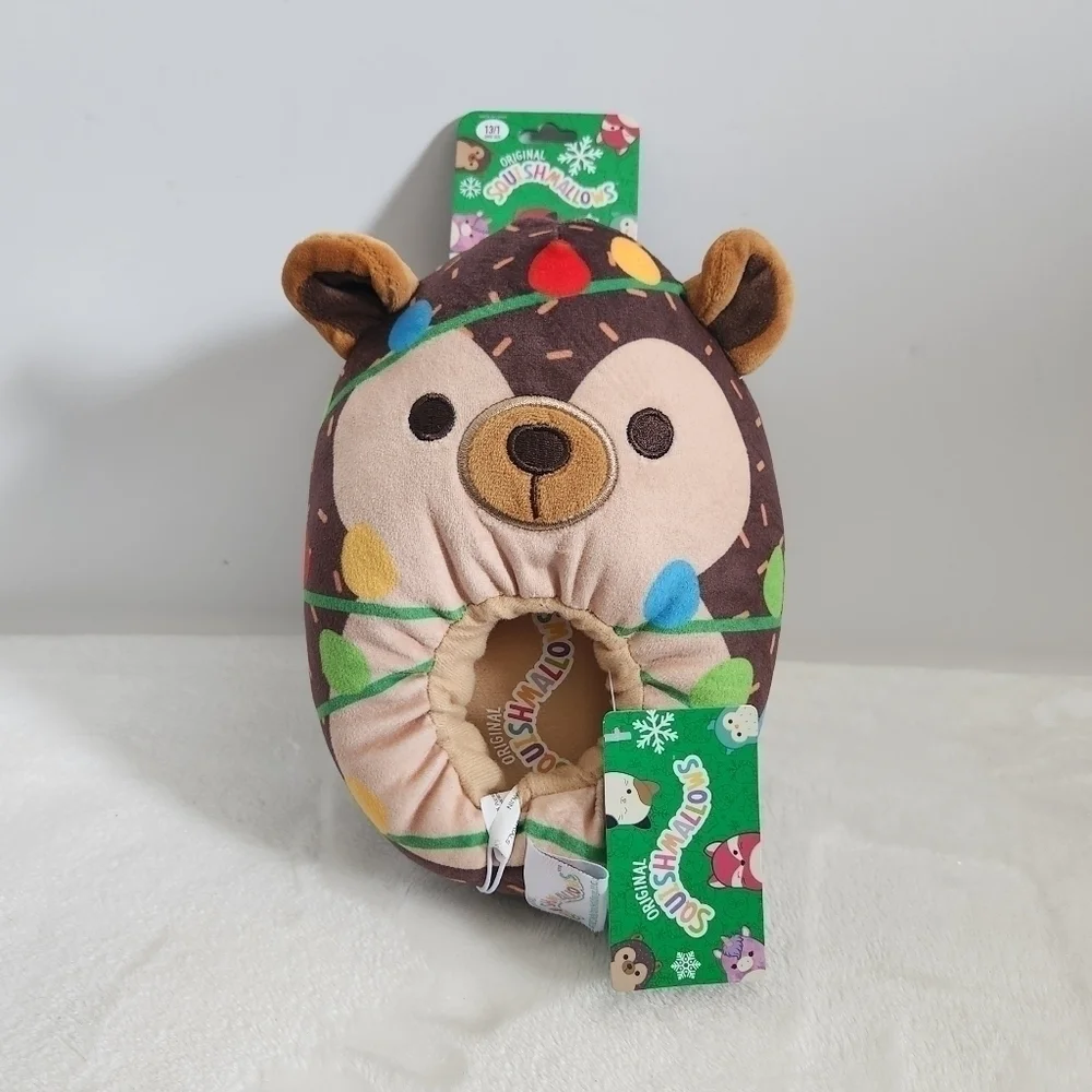 Squishmallows Hans The Hedgehog Christmas Holiday Light Slippers Kids Size 13-1